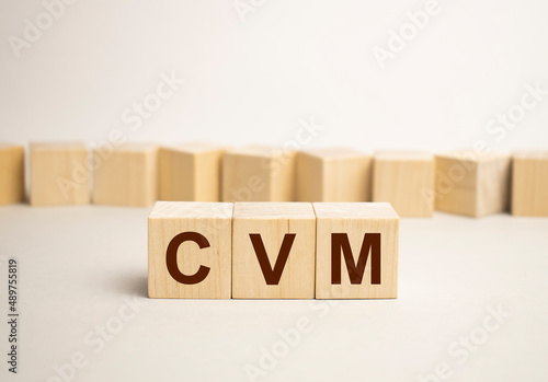 wooden cubes with text CVM. the medicine. medical concept