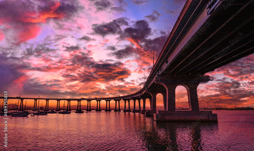 Coronado Bay Bridge - sunrise in San Diego California, USA. Coronado Bay Bridge - sunrise in San Diego California, USA.