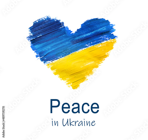 Ukrainian flag in the shape of a heart, the concept of peace in Ukraine