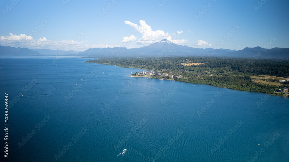 Villarrica lake and volcano