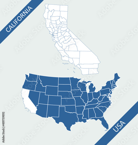 California county map USA photo