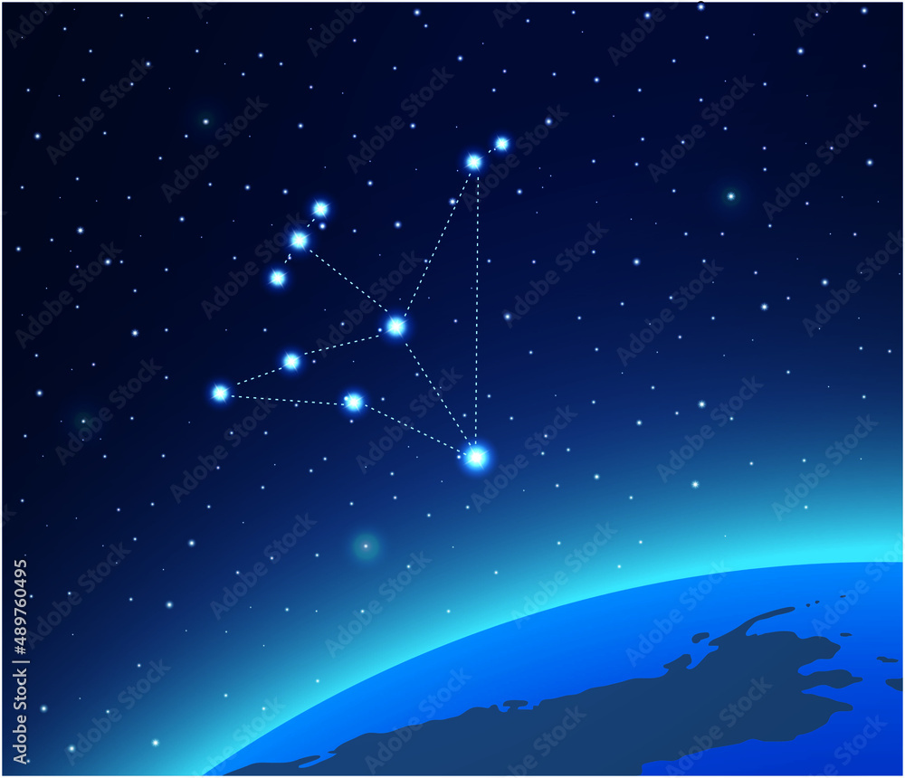 Constellation Aquila with planet in deep space
Constellation Aquila with planet in deep space