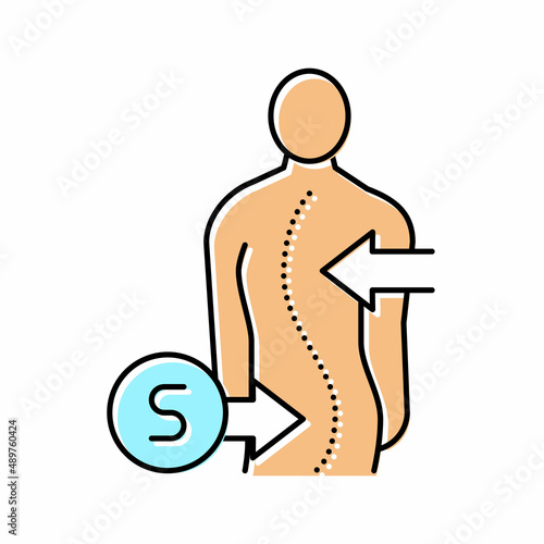 s-shaped scoliosis color icon vector illustration