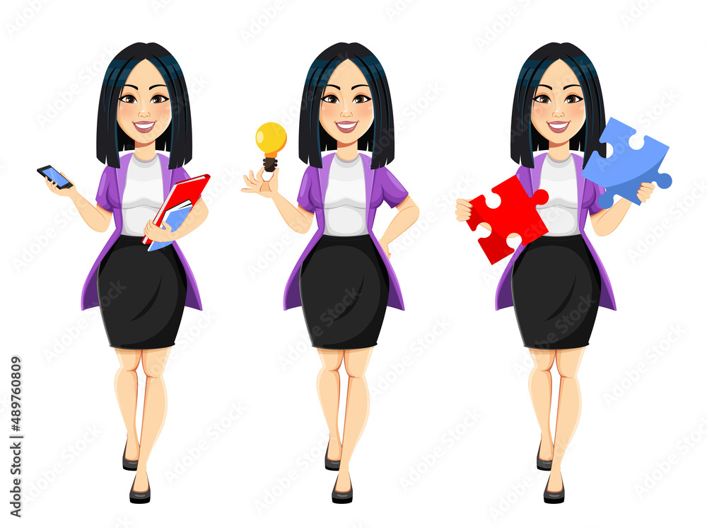 Obraz premium Concept of modern young Asian business woman