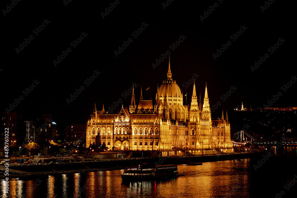 Hungarian parliament at night city
