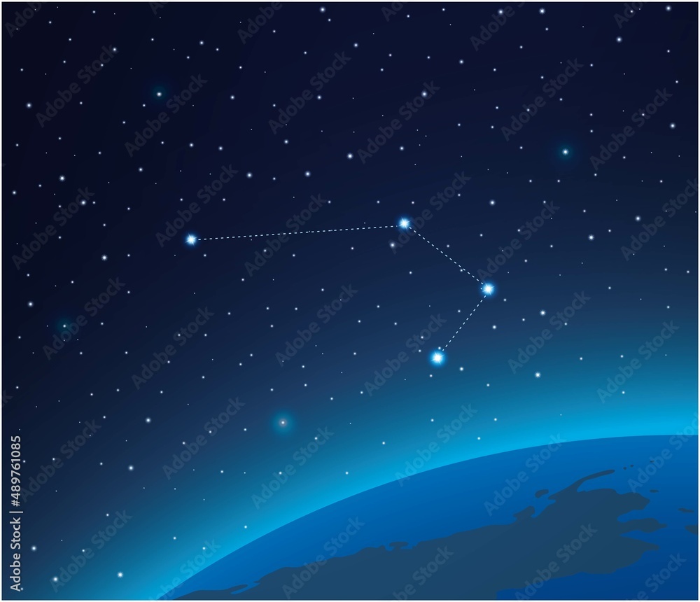 Naklejka premium Constellation Sculptor with planet in deep space