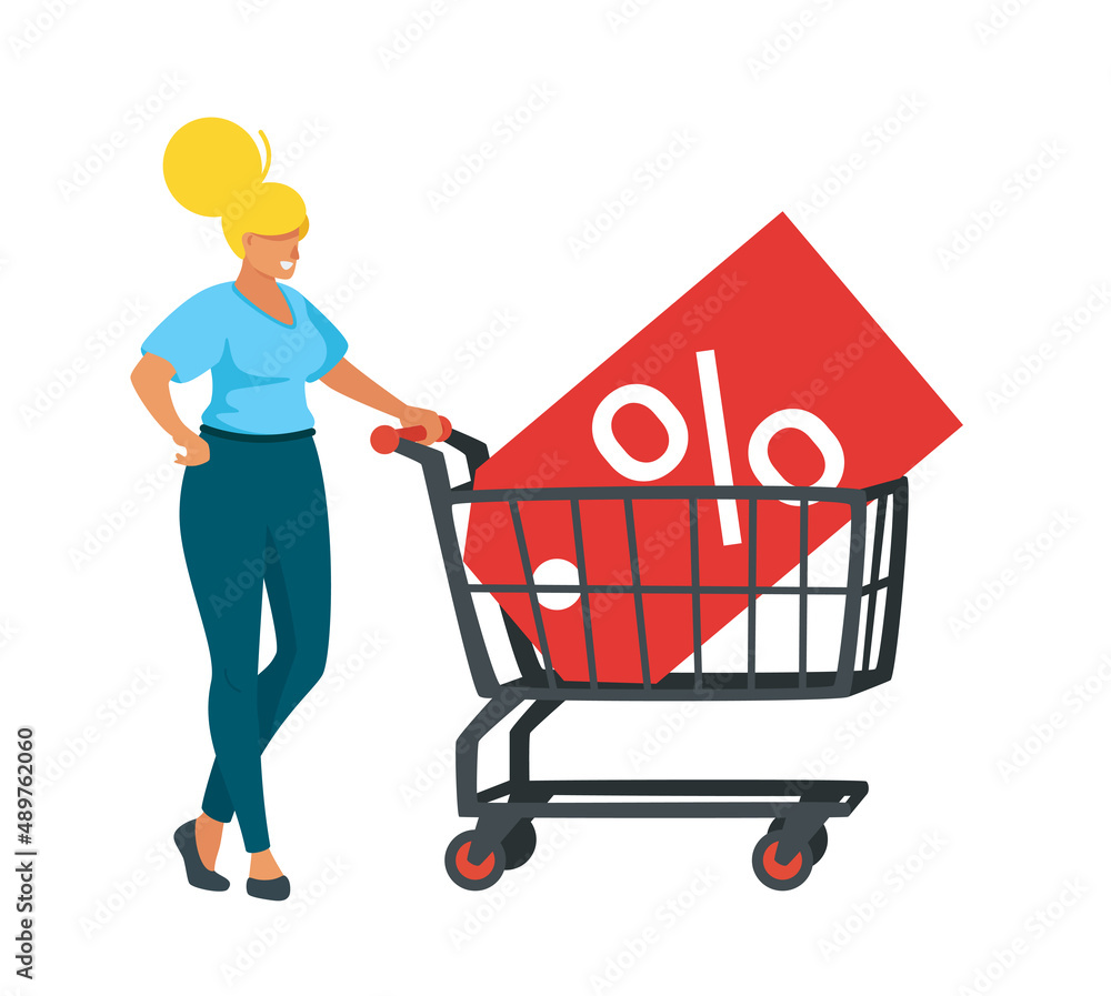 Vector cartoon style illustration of shopping cart Vector cartoon style illustration of shopping cart