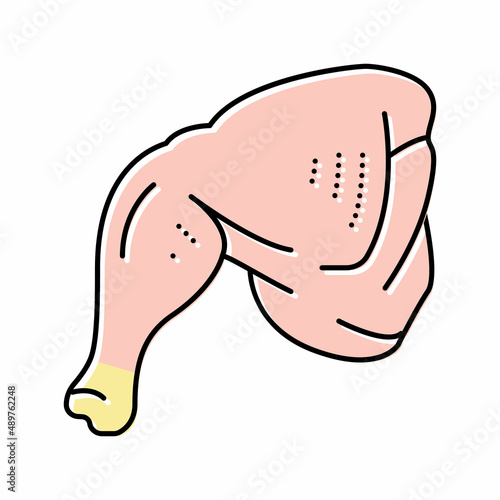 whole leg chicken color icon vector illustration