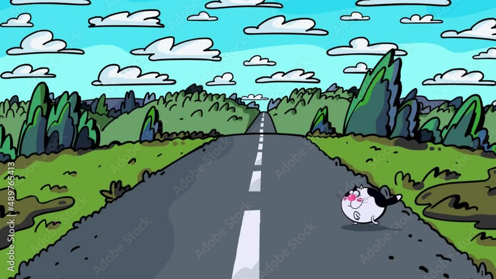 Vídeo do Stock White cat crossing path as symbol of good or bad luck
