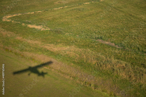 the shadow of a plane on the aerodrome from Livezile Bistrita, Romania, 2021 photo