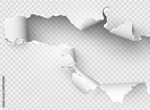 ragged Hole torn in ripped paper on transparent background