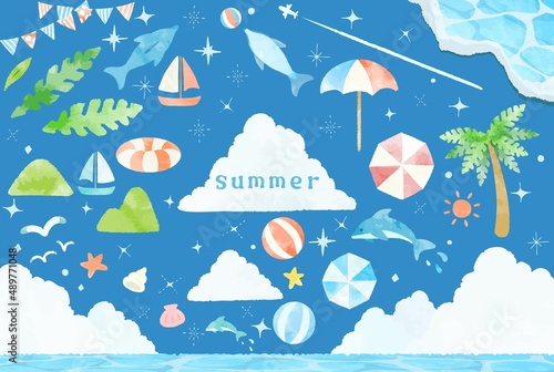 かわいい海の素材イラストセット