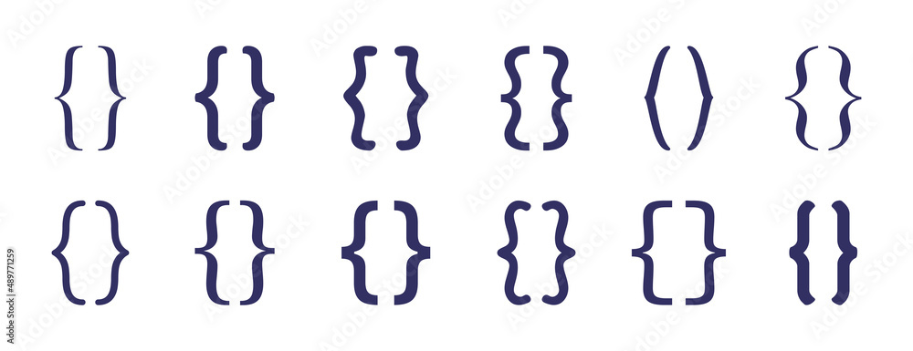 Font brackets icon set. Vector illustration Font brackets icon set. Vector illustration