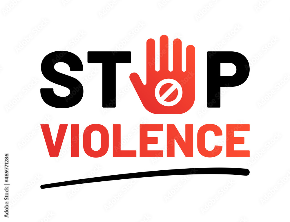 Stop violence text isolated on white background. Stop violence text isolated on white background.
