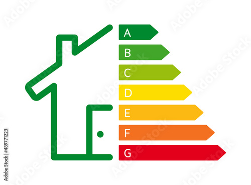 Energy efficiency rating icon sign. Eco house concept