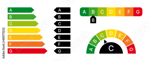 Energy efficiency rating chart icon sign. Vector illustration