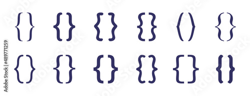 Font brackets icon set. Vector illustration