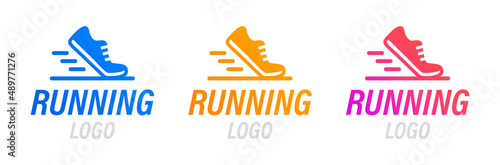 Running logotype icon set in graphic design.