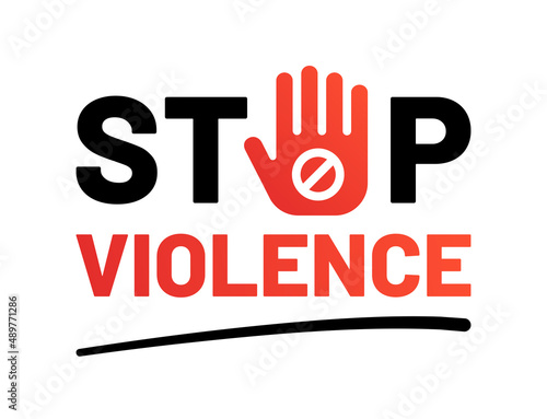 Stop violence text isolated on white background.