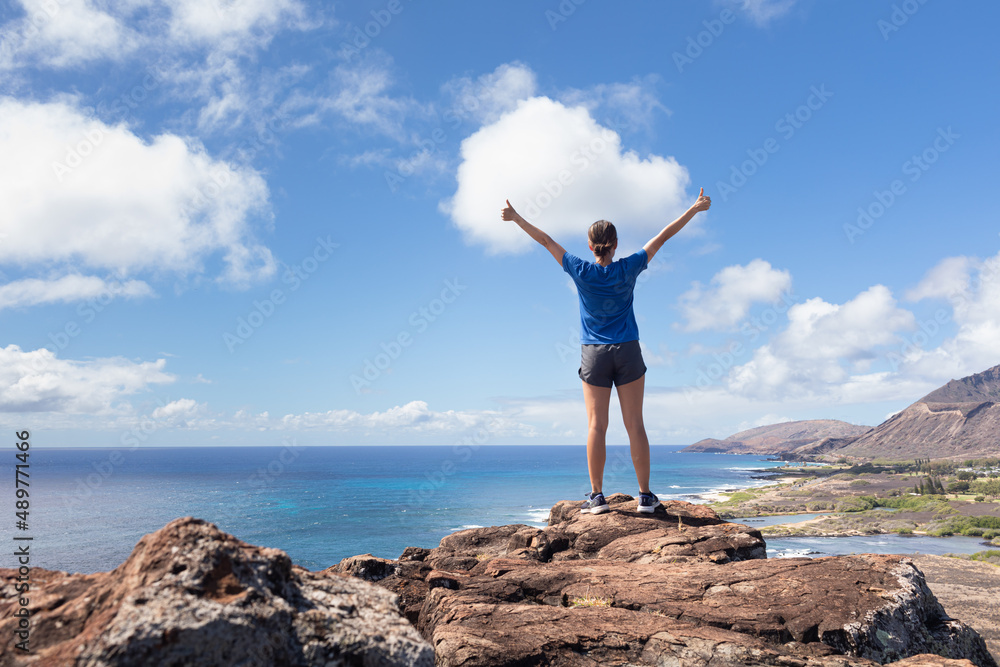 Happy young active woman living in a healthy state of mind 