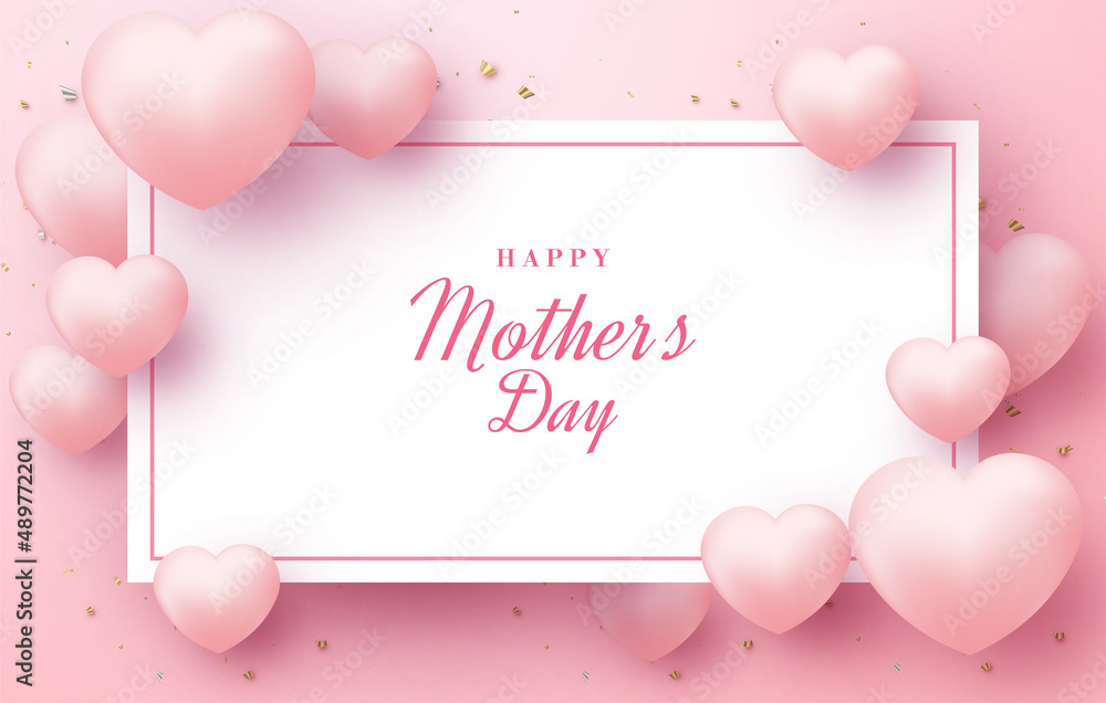 Happy mothers day on pure white paper illustration.