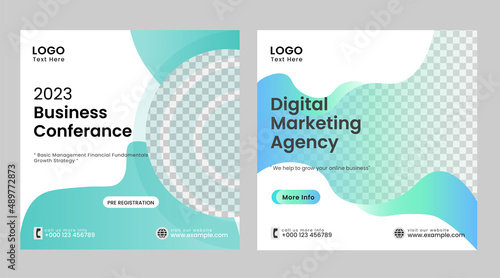 Digital Marketing Agency and Business Conference social media post or squire vector template