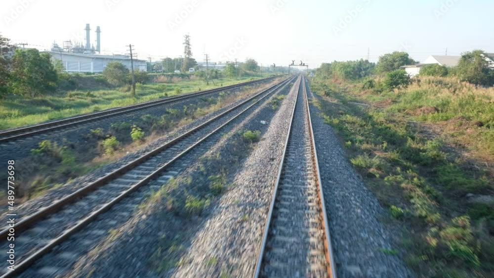 slow motion of railroad tracks, travel by train
slow motion of railroad tracks, travel by train