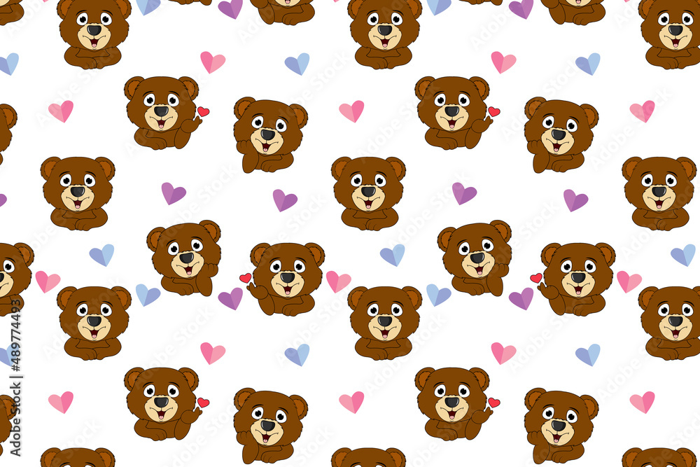 Fototapeta premium cute bear animal cartoon pattern