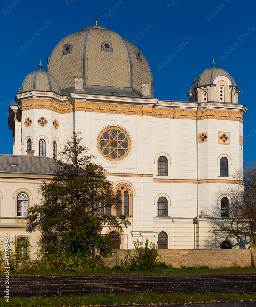 Synagogue is religion landmark of Gyor in Hungary outdoors.
