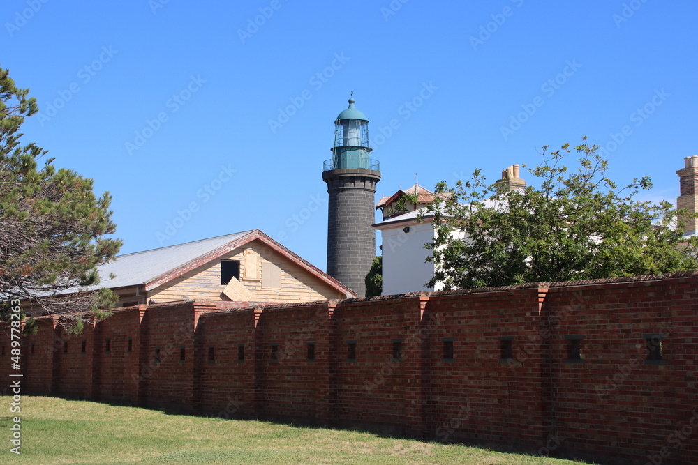 The Shortland Bluff (Queenscliff Black) Lighthouse, Fort Queenscliff, Queenscliff, Victoria, Australia.