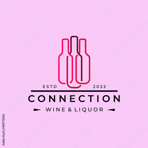 Logo for liquor store line art minimalist design vector image