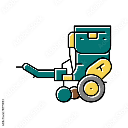 seed drill farmland machine color icon vector illustration