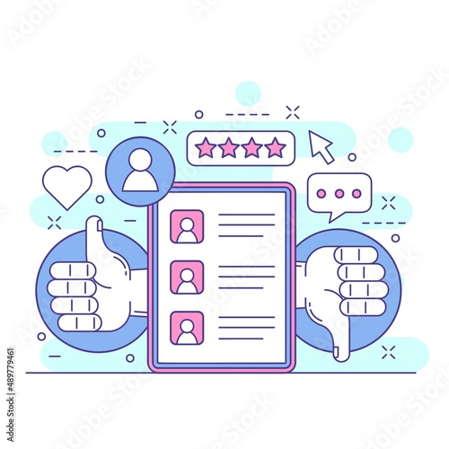 User review marketplace concept website illustration design 2