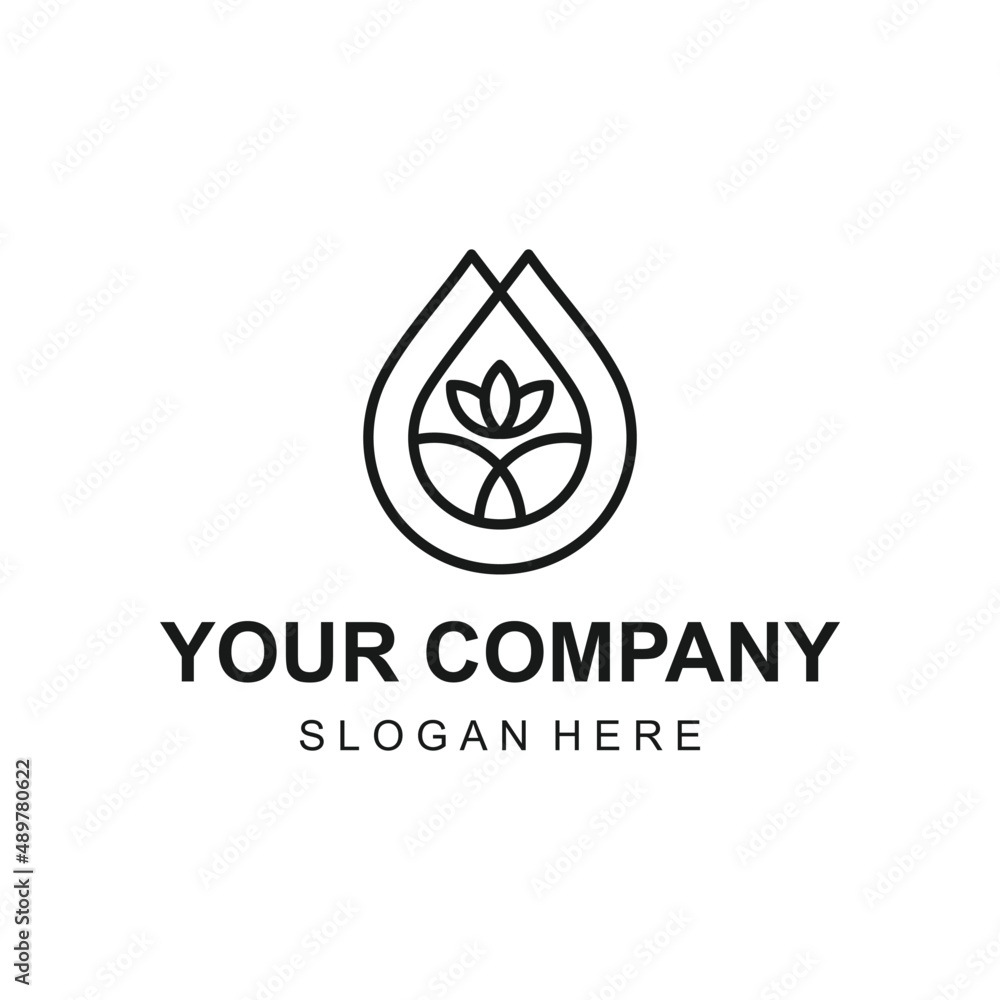 Natural lotus and water drop logo for wellness company Natural lotus and water drop logo for wellness company