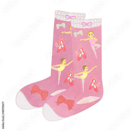 Illustration of cute socks with ballet pattern