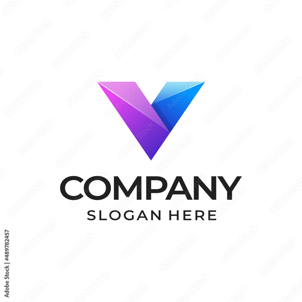 V logo gradient template design V logo gradient template design