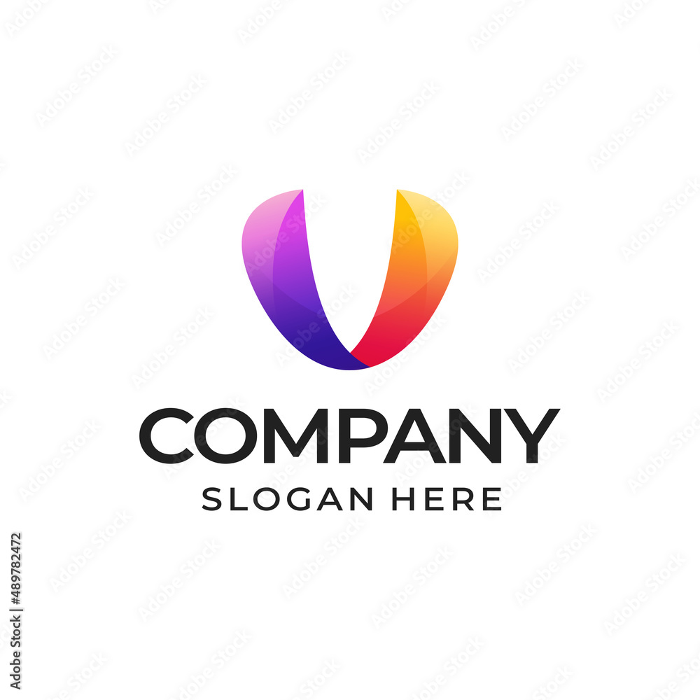 V logo gradient design V logo gradient design