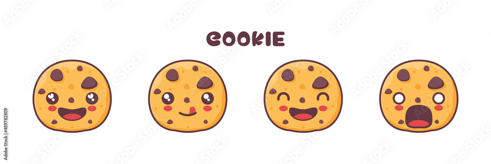 cookie cartoon mascot, with different facial expressions cookie cartoon mascot, with different facial expressions