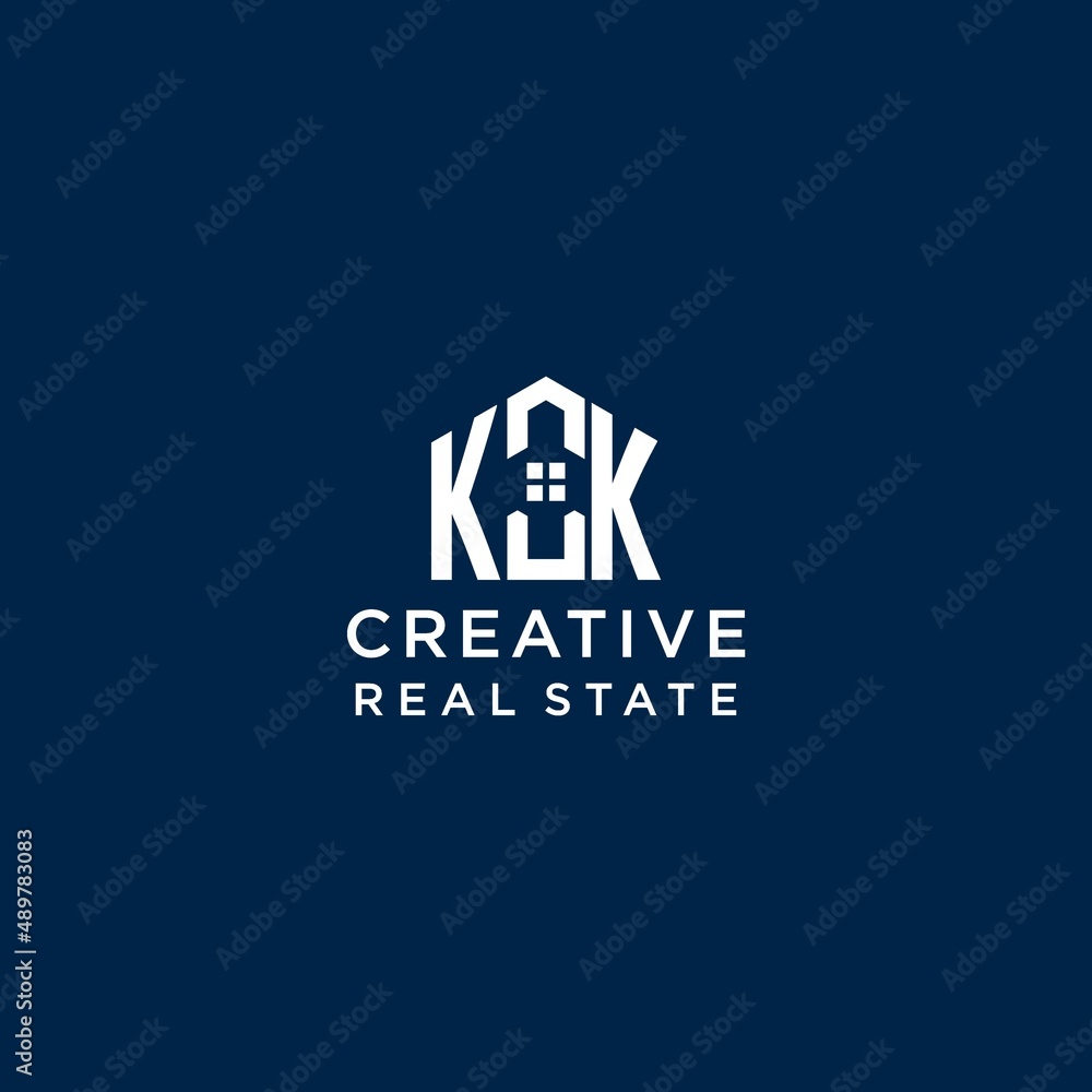 Initial letter KK monogram logo with abstract house shape, simple and ...
