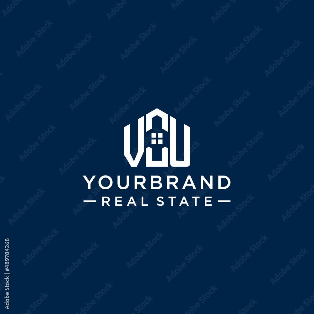 Initial letter VU monogram logo with abstract house shape, simple and ...