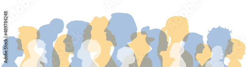 Ukrainian people stand side by side together. Flat vector illustration.