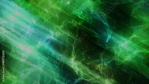 abstract light green and blue space elegant blur fog universe with star and galaxy milk stardust dynamic on dark space.
