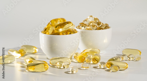 Food supplement oil filled fish oil, omega 3, omega 6, omega 9, vitamin A, vitamin D, vitamin E, flaxseed oil.	
