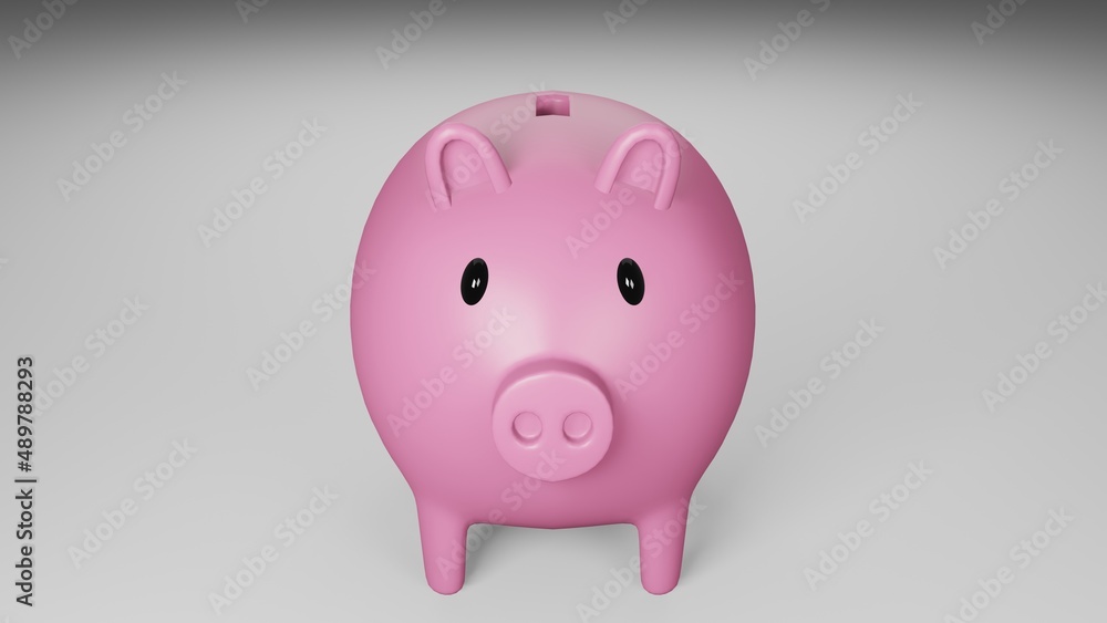 3D render Pink piggy bank on white background. Business and financial concept.