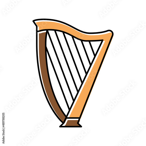 harp symphonic instrument color icon vector illustration