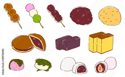 和菓子　イラストセット　手描き風