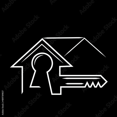 simple housing key vector icon logo