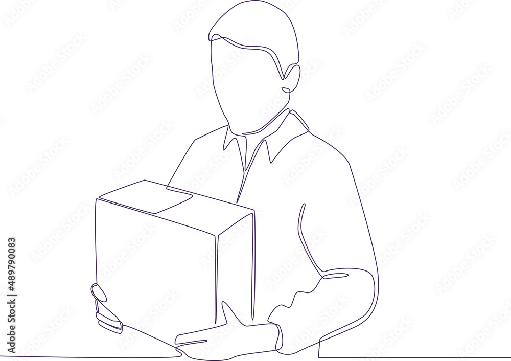An accountant is carrying the files needed in daily activities. Simple line drawing of accountant. Basic accountant. Vector illustration.