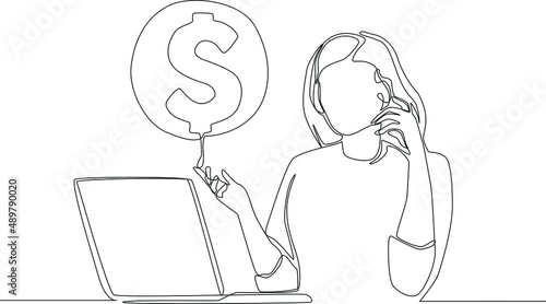 The day-to-day work of the accountant is to input and calculate the finances of a work process. Simple line drawing of accountant. Basic accountant. Vector illustration.