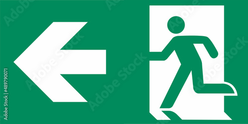 Fotografia señal, verde, emergencia, SE052, pictograma, vector, izquierda, flecha, salir, r